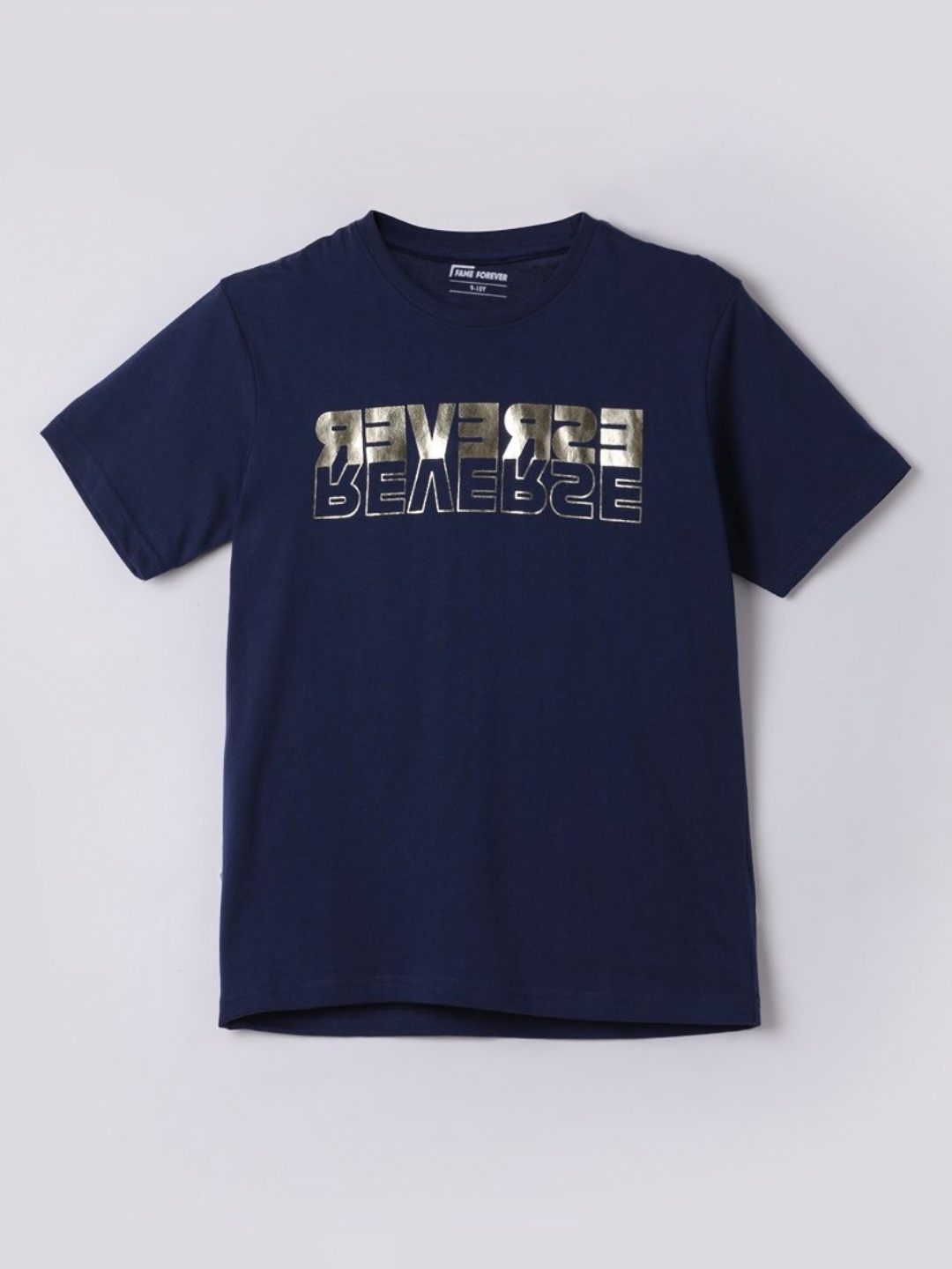 

Fame Forever by Lifestyle Boys Dry Fit Typography Printed Round Neck Cotton T-shirt, Navy blue