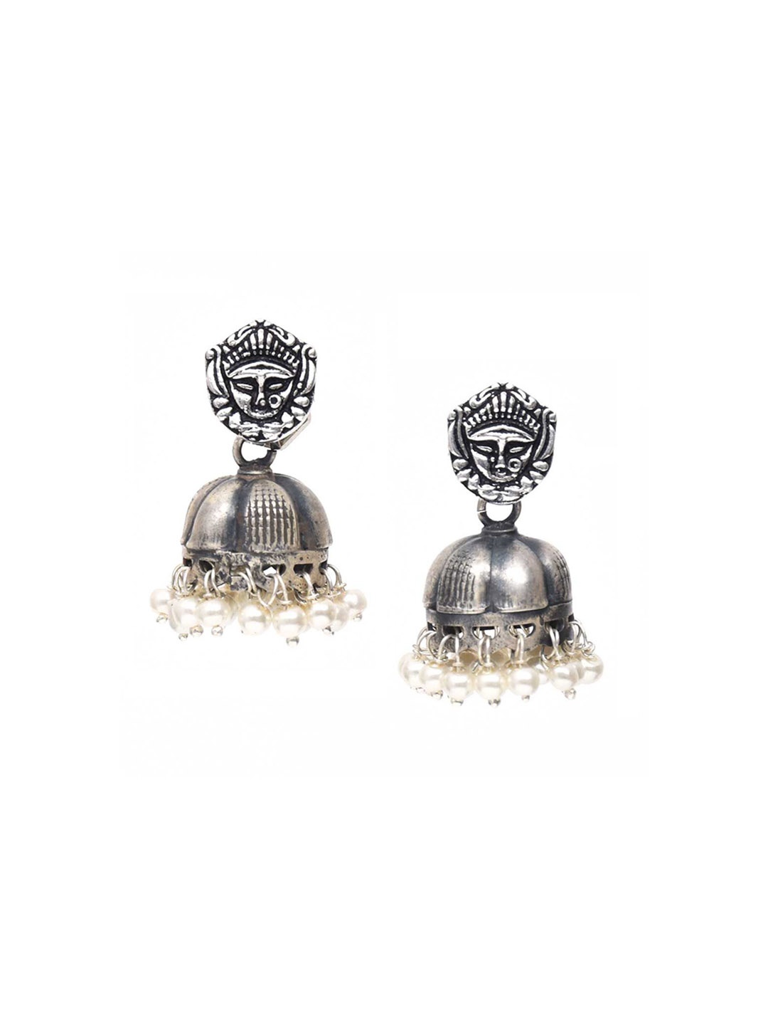 

Indianshelf 92.5 Sterling Silver Artificial Beaded Dome Shaped Jhumkas