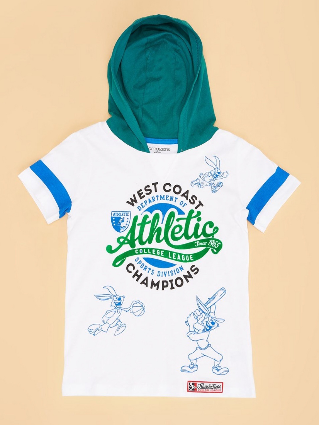 

Pantaloons Junior Boys Graphic Printed Hood Cotton T-shirt, White