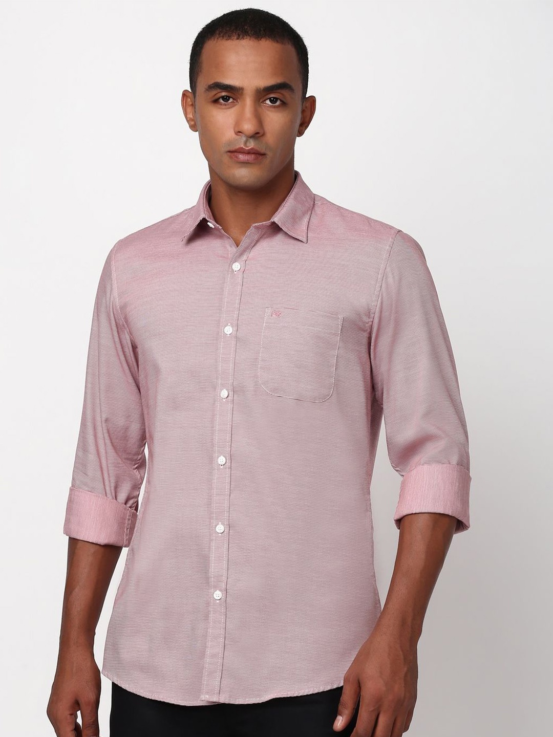 

Peter England Casuals Men Spread Collar Solid Cotton Slim Fit Shirt, Pink