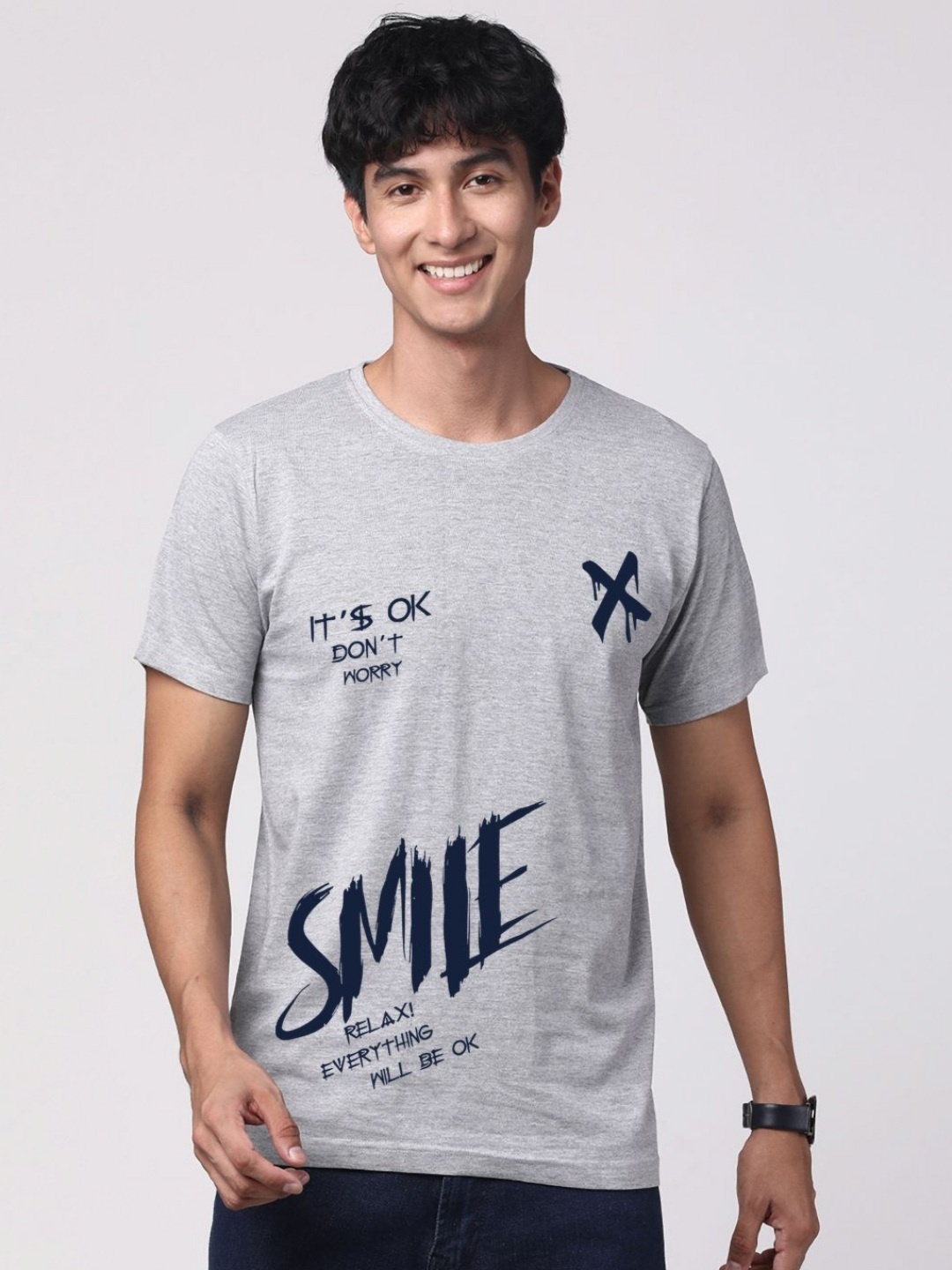 

ADRO Men Graphic Printed Round Neck Cotton T-shirt, Grey