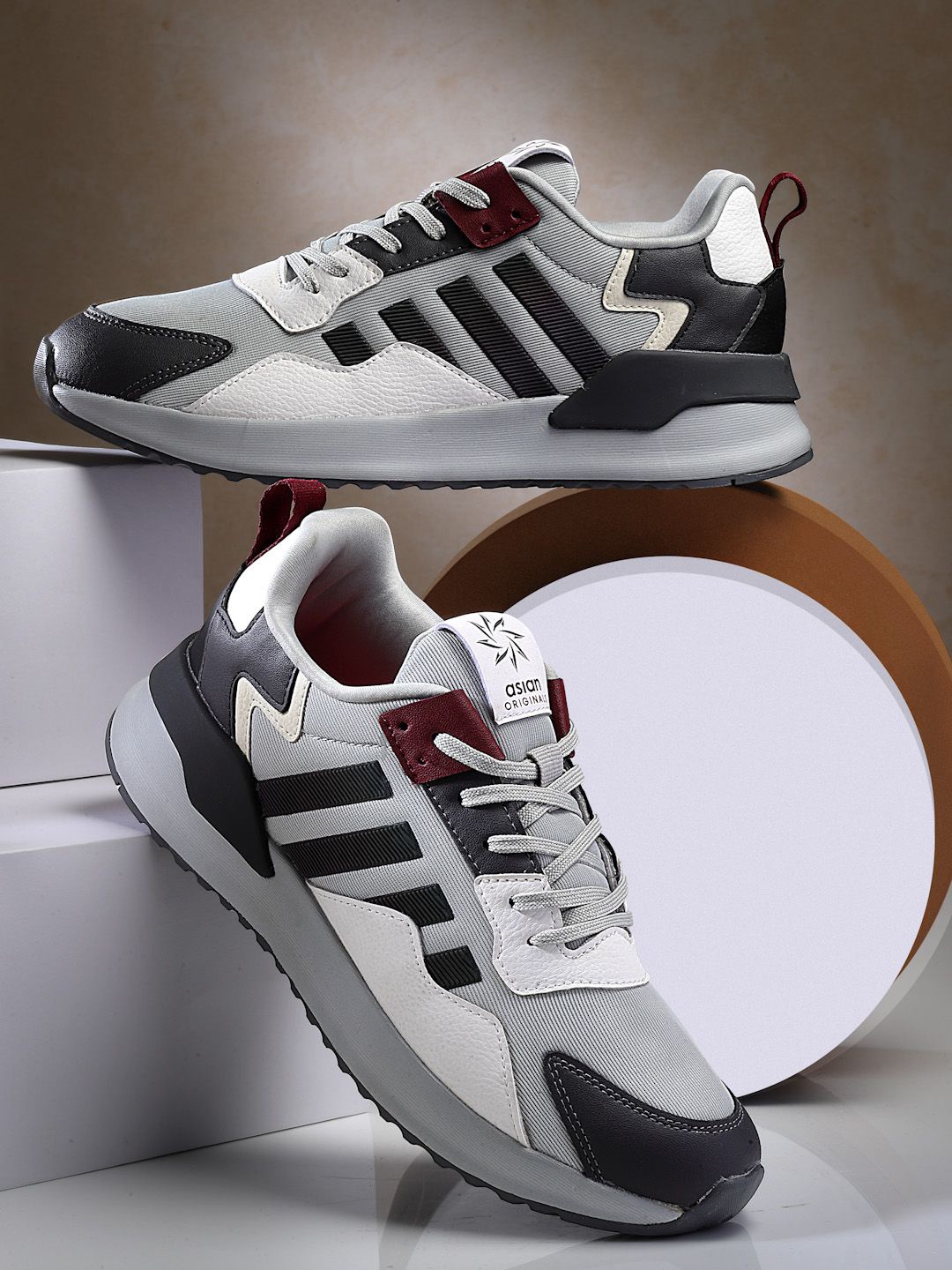 

ASIAN Men Solid Colourblocked Sneakers, Grey