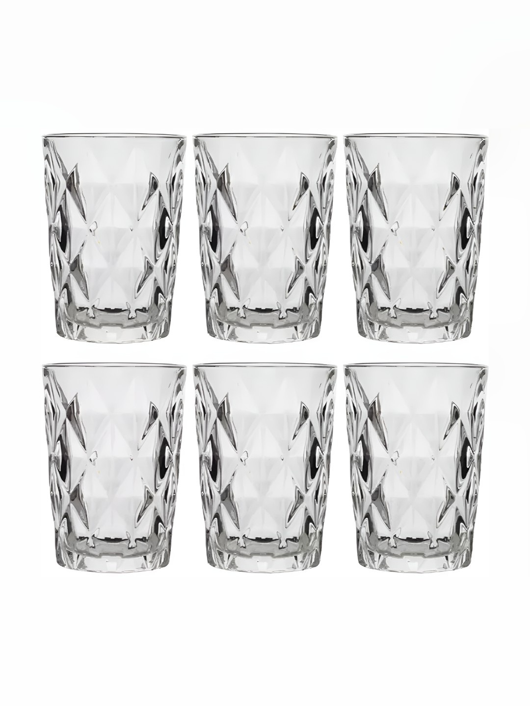 

Clovefry Transparent 6 Pieces Textured Glass Water Glasses 400ml