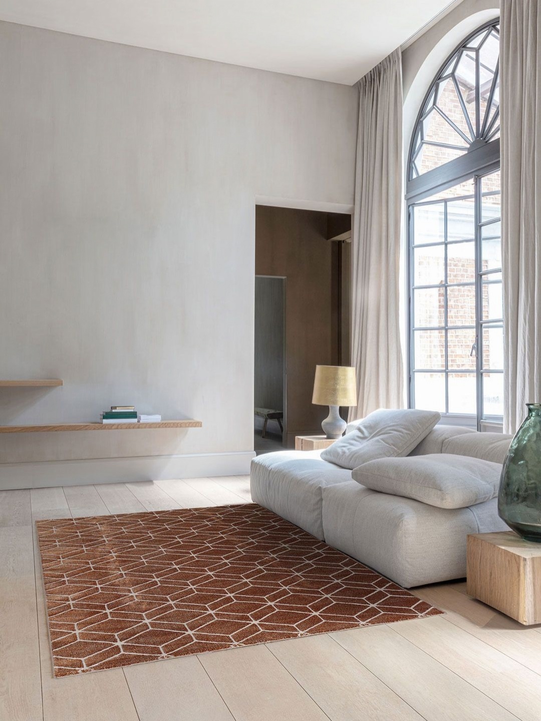 

DDecor Brown Geometric Anti-Skid Polyester Carpet