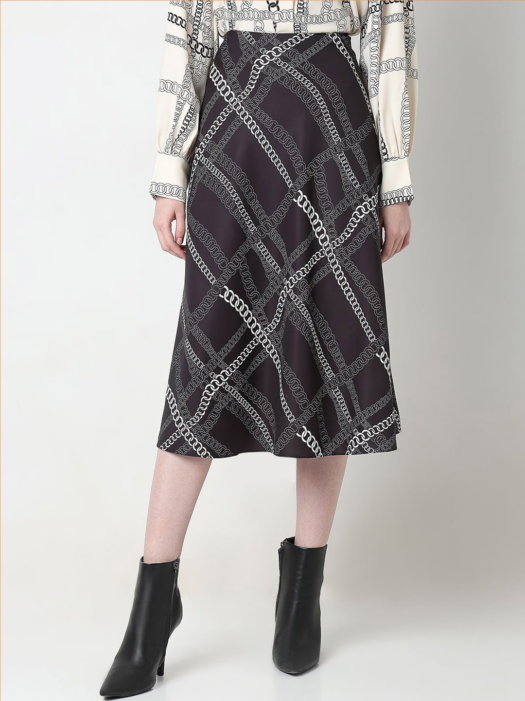 

Vero Moda Women Printed Flared Midi Skirt, Black