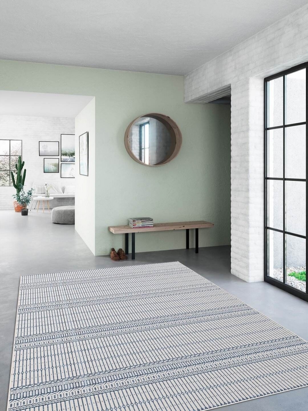 

DDecor White Striped Anti-Skid Polypropylene Carpet