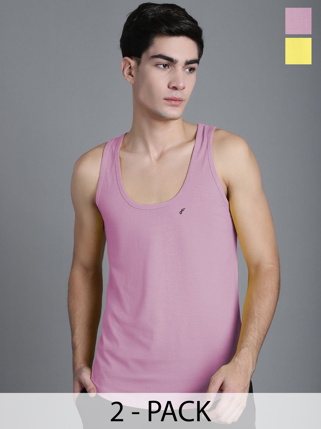 

FBAR Pack Of 2 Cotton Anti-Bacterial Innerwear Vest FBC-06-16, Yellow