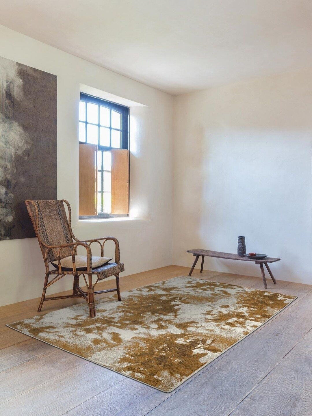 

DDecor Gold-Toned & White Abstract Printed Anti-Skid Carpet