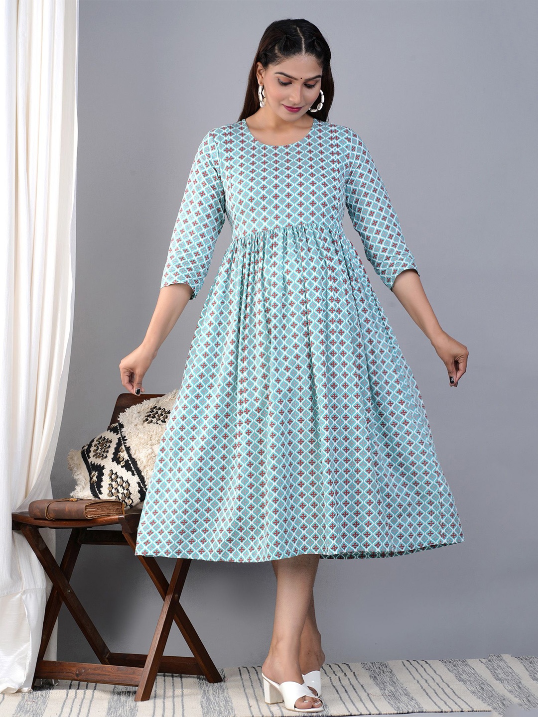 

TANISHA Floral Print Maternity Fit & Flare Dress, Blue