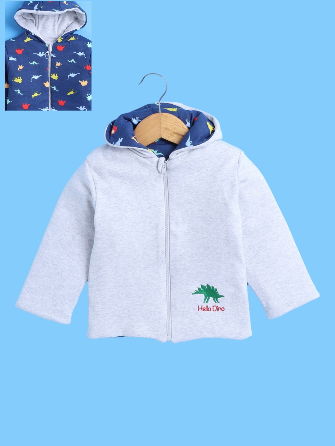 

BUMZEE Boys Reversible Conversational Printed Padded Jacket, Grey
