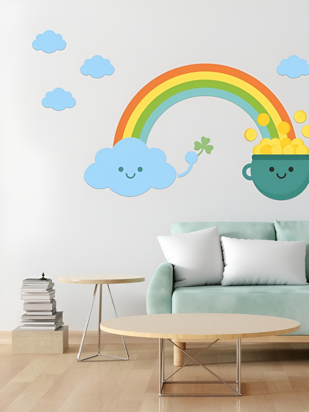 

CVANU Green & Blue Printed Self-Adhesive Wall Sticker
