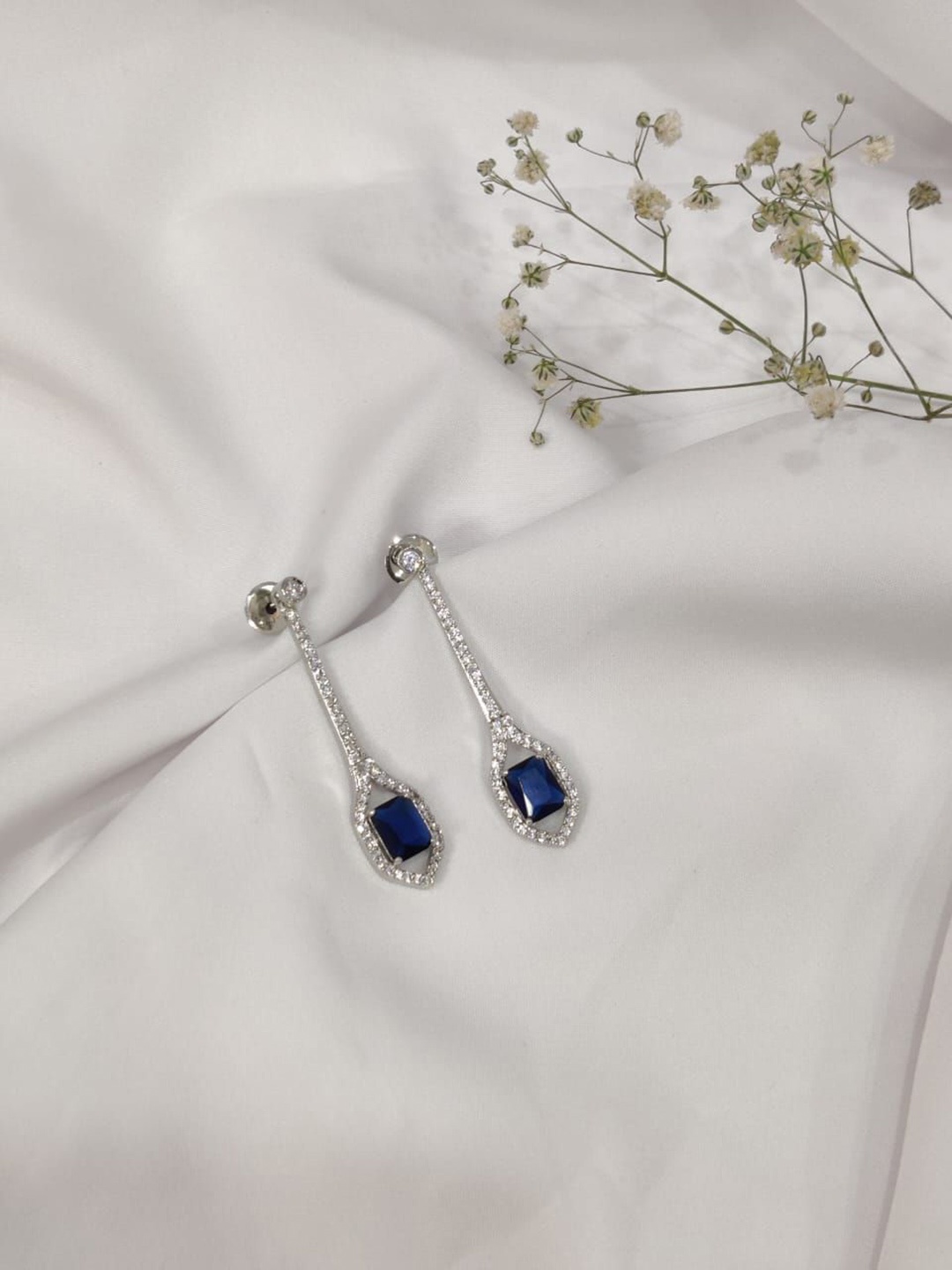 

Niska Cubic Zirconia Contemporary Drop Earrings, Navy blue