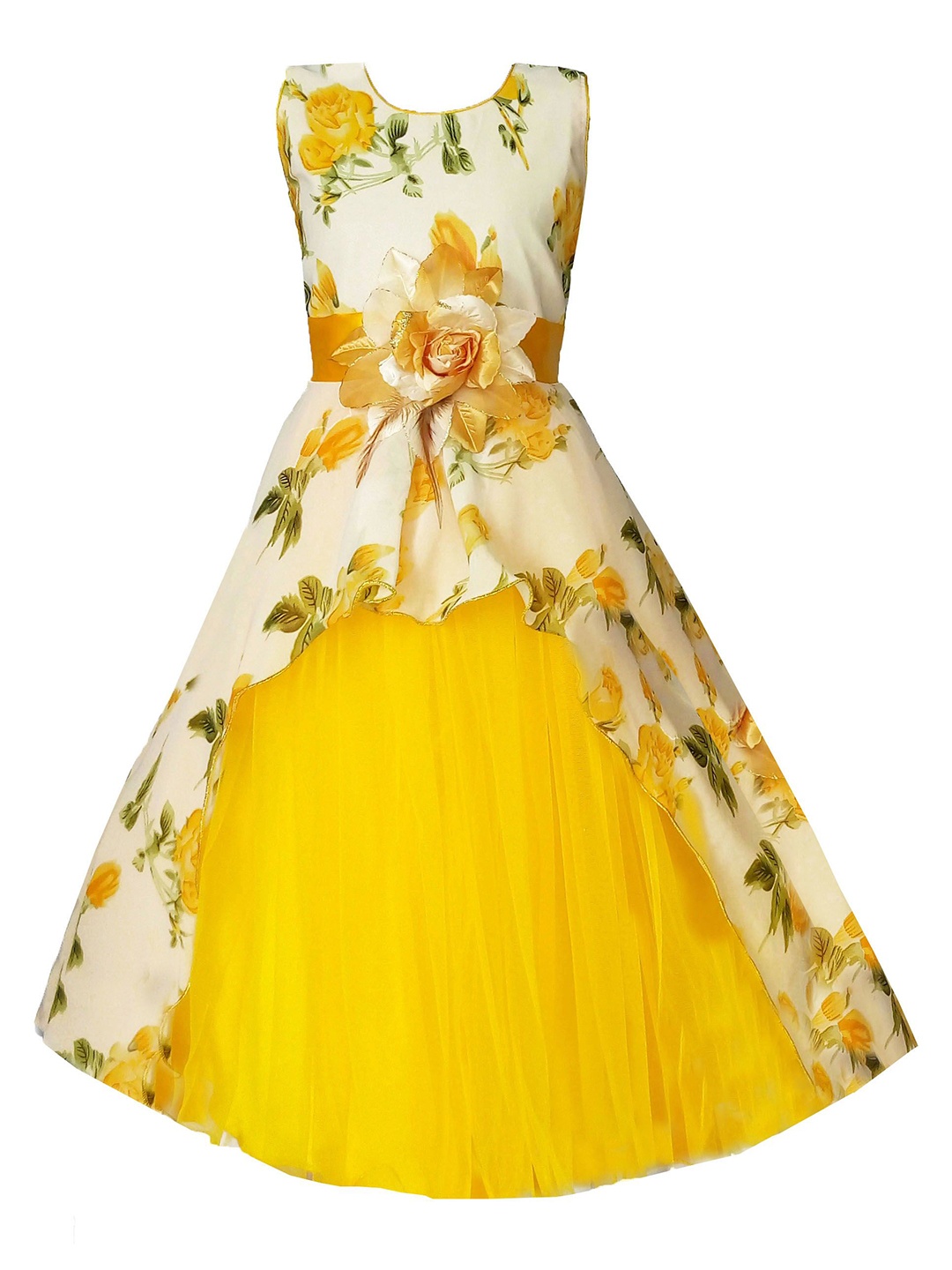 

BAESD Girls Embellished Net Gown Dress, Yellow
