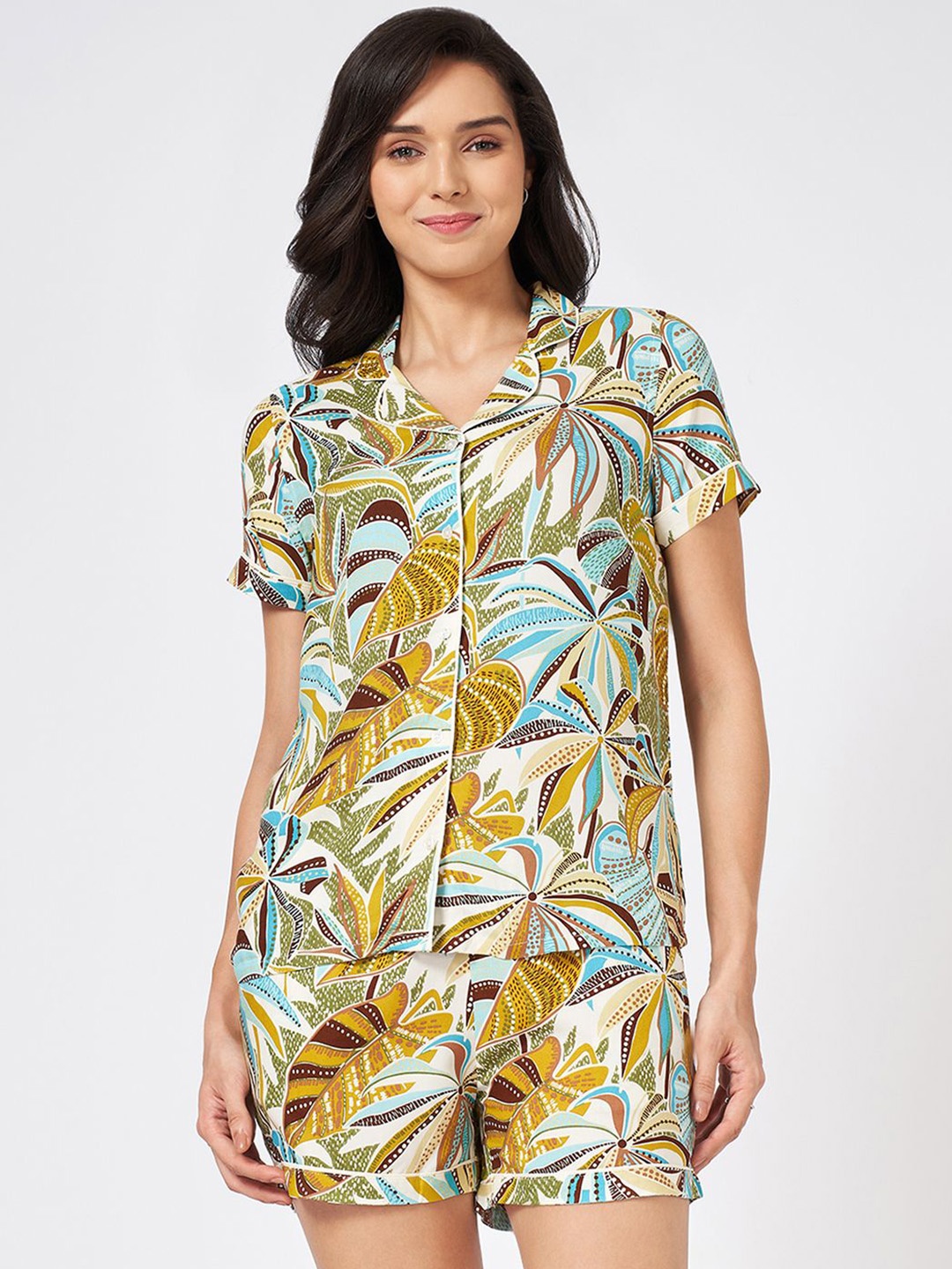 

Dreamz by Pantaloons Women Printed Night suit, Cream