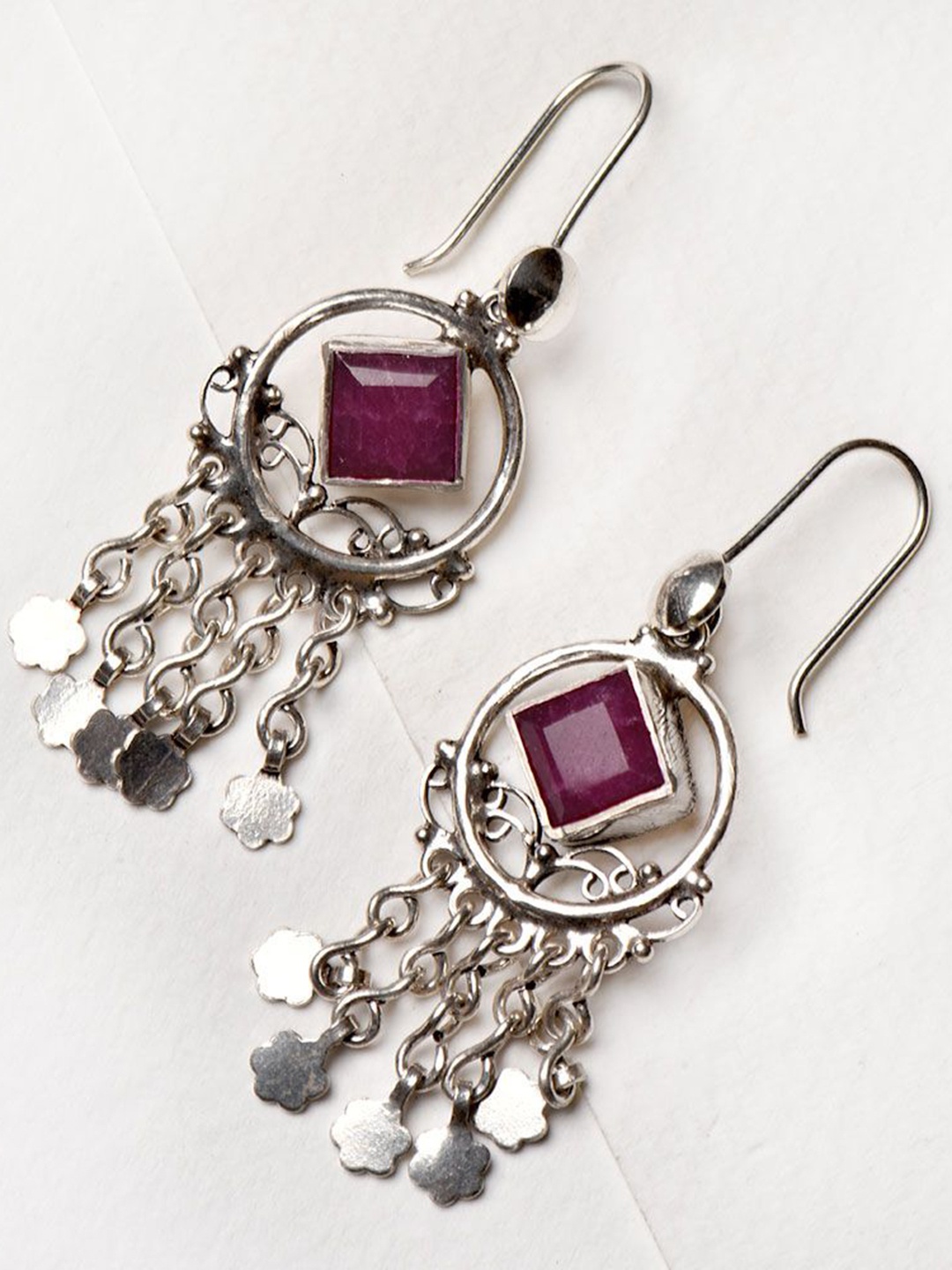 

Indianshelf 92.5 Sterling Silver Contemporary Artificial Beaded Drop Earrings