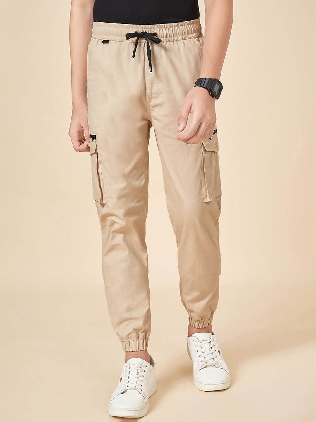 

Coolsters by Pantaloons Boys Cotton Mid Rise Track Pant, Beige
