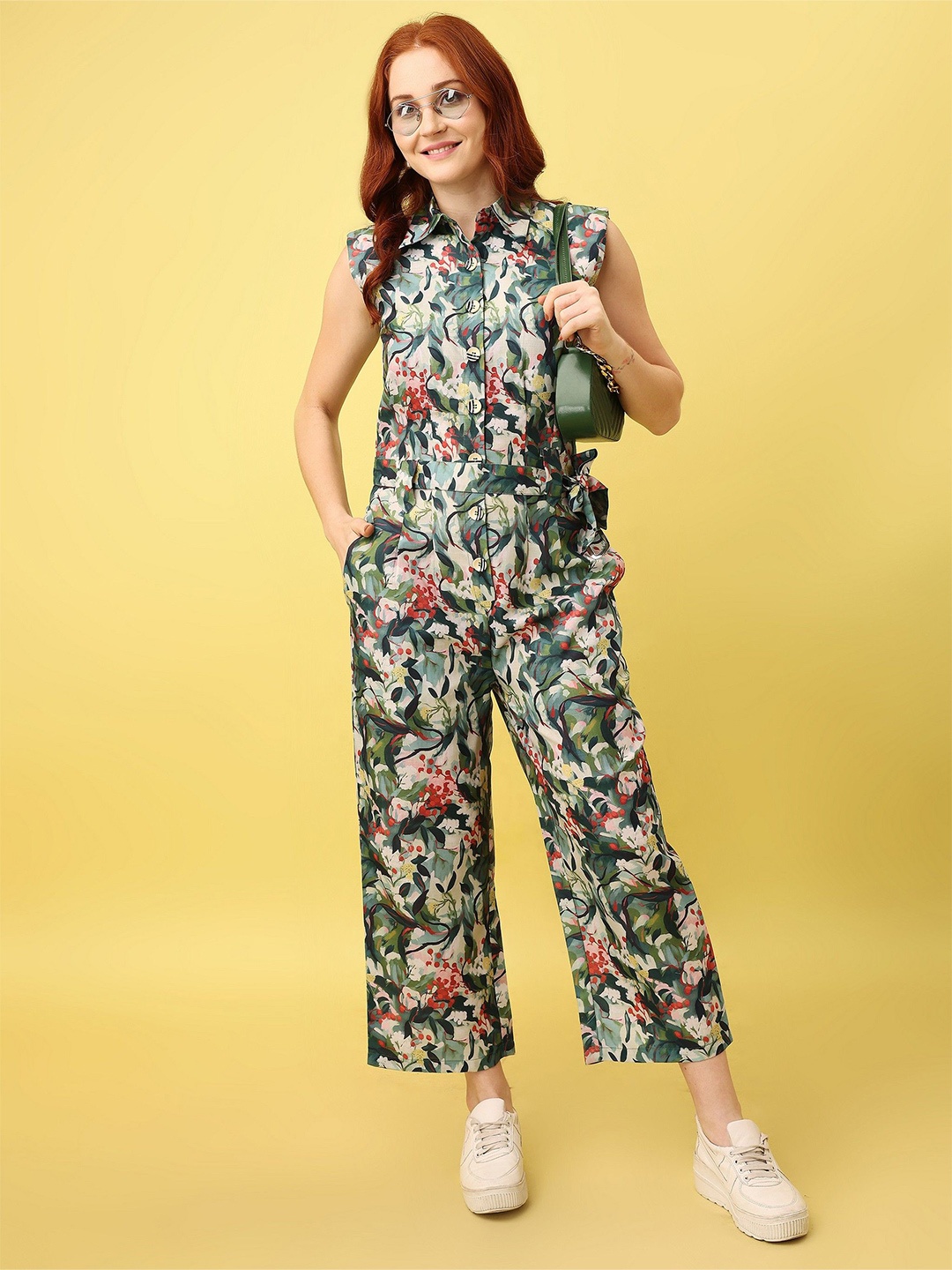 

Amarasha Printed Basic Jumpsuit, Olive