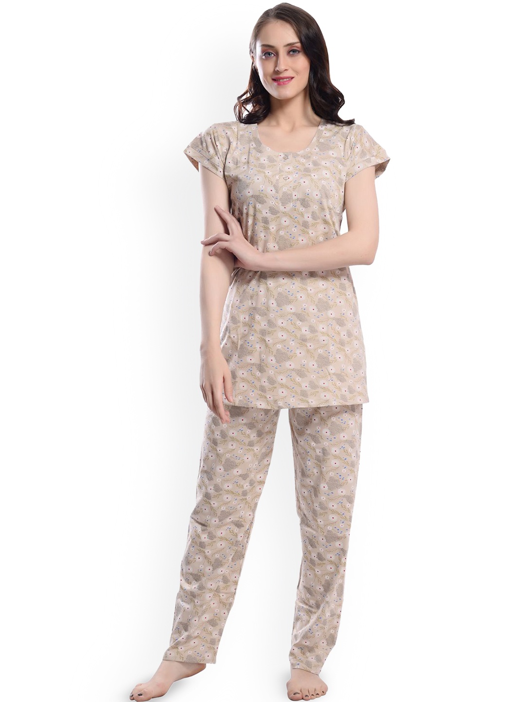 

SHYAM SONS FLAIR Women Floral Printed Night suit, Yellow