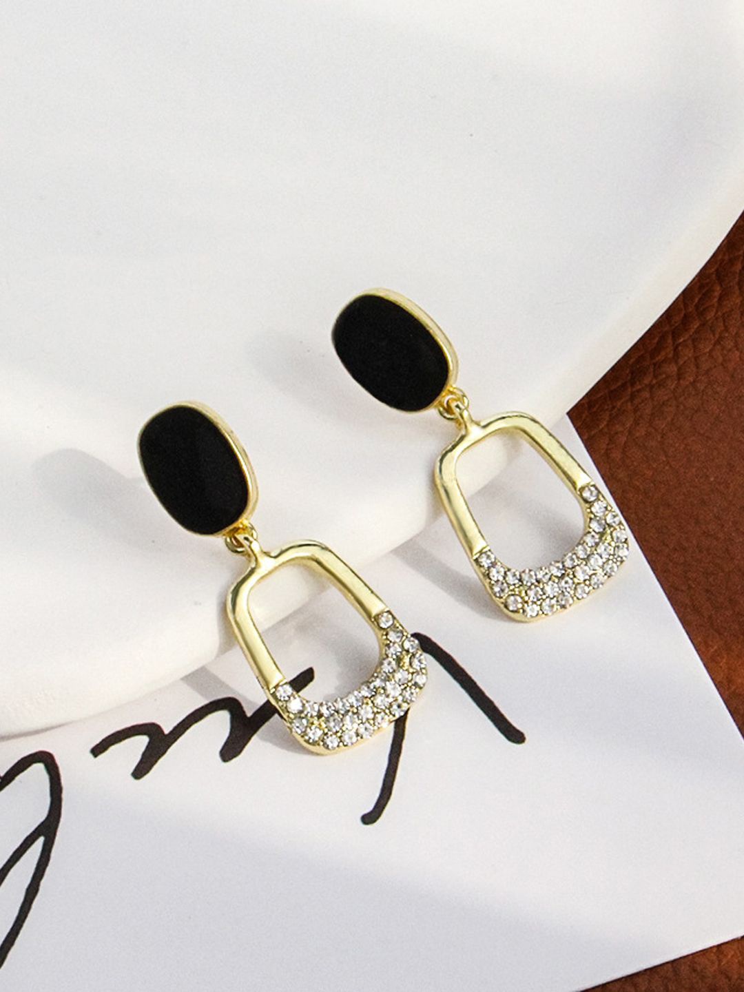 

KRENOZ Classic Stone Studded Drop Earrings, Gold