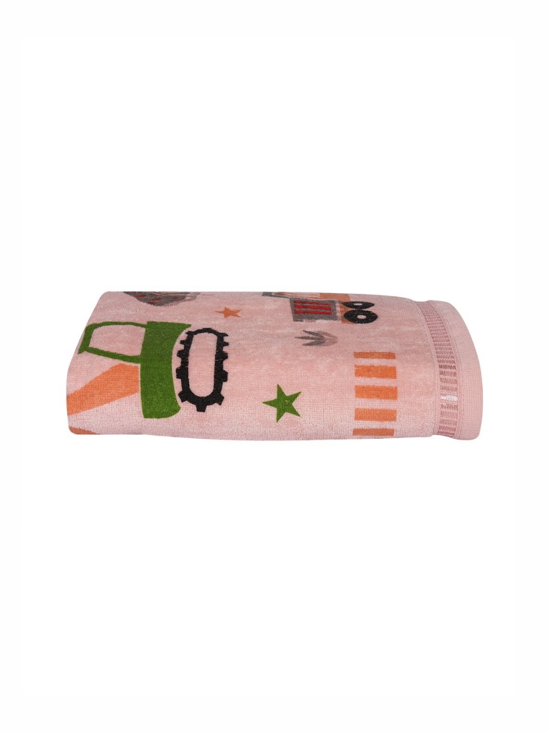 

RANGOLI Peach-Coloured & Green Printed Cotton 380 GSM Bath Towel