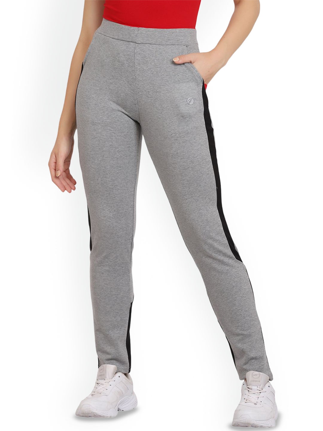 

FUTURO Women Colorblocked Slim-Fit Mid-Rise Track Pants, Grey