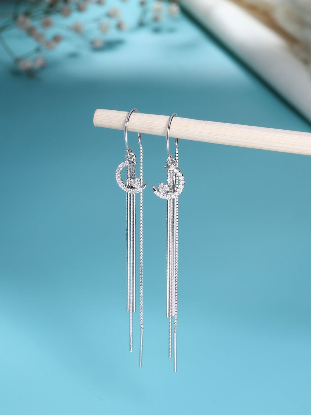 

DEESSA Rhodium Plated 925 Sterling Silver Drop Earrings