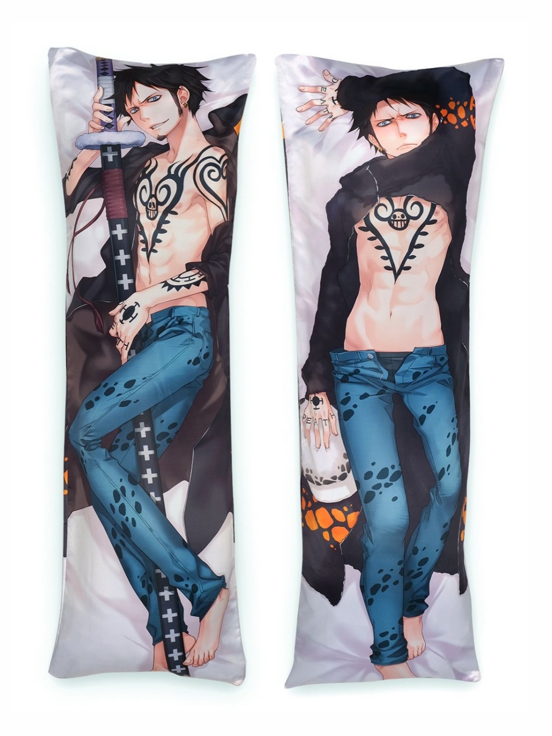 

COMICSENSE Black & Blue Trafalgar Law Anime Printed Satin Rectangle Pillow Cover