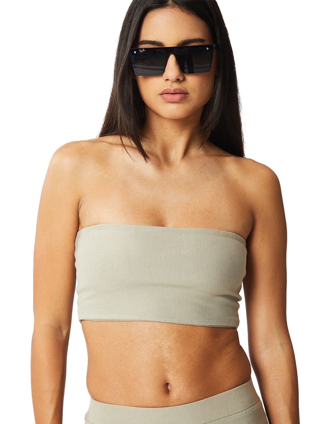 

Bonkers Corner Women Solid Strapless Cotton Top, Beige
