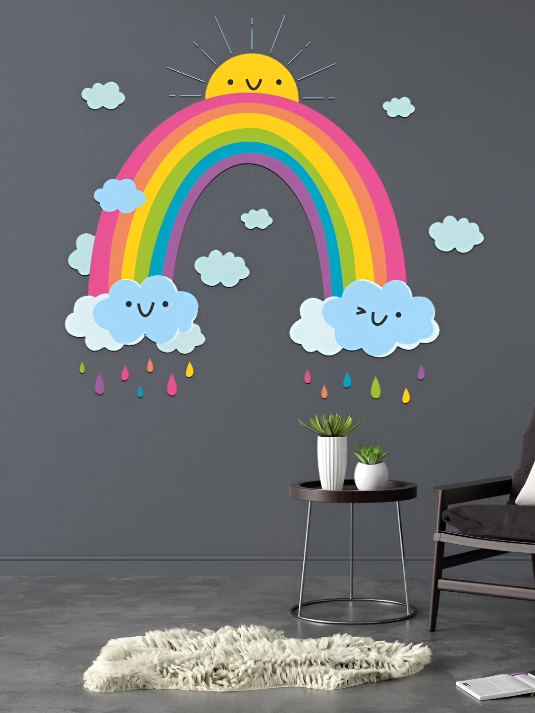 

CVANU Pink & Blue Printed Self-Adhesive Wall Sticker