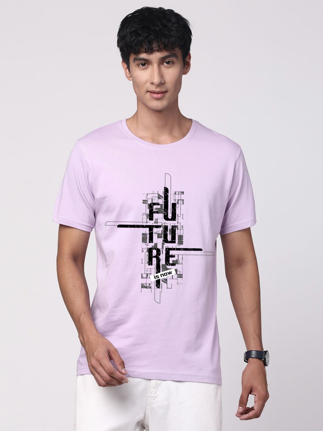 

ADRO Men Graphic Printed Round Neck Cotton T-shirt, Purple