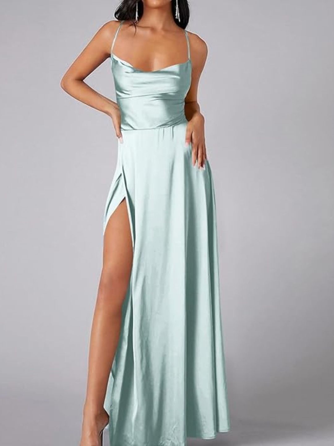

KPOP Solid Fit & Flare Maxi Dress, Blue