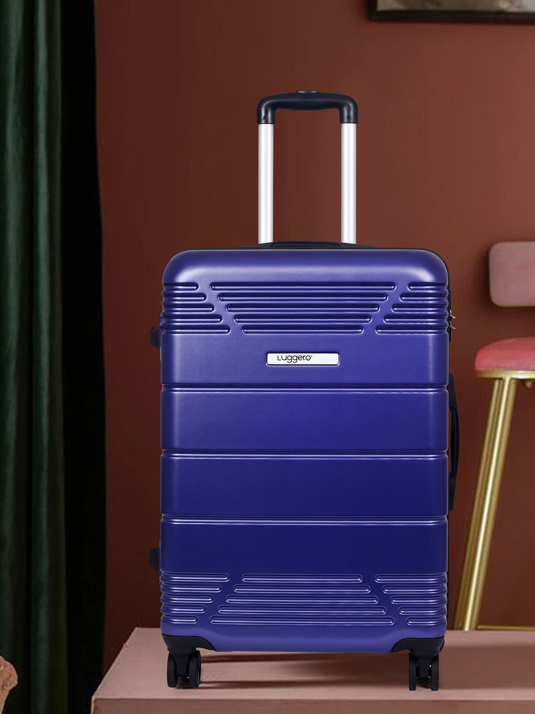 

Luggero 360-Degree Rotation Hard-Sided Large Trolley Bag, Navy blue