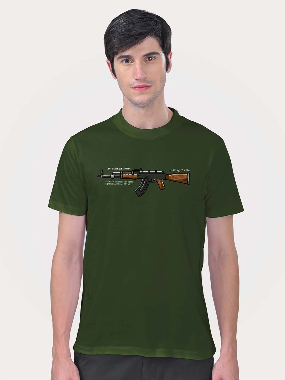 

Aero Armour Unisex Graphic Printed Round Neck Cotton T-shirt, Green