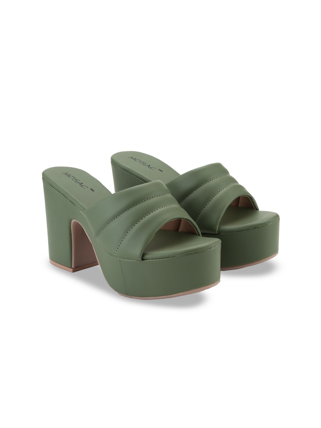 

MOSAC Women Block Heels Sandals, Green
