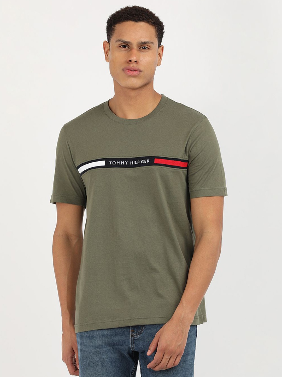 

Tommy Hilfiger Men Varsity Printed Round Neck Cotton T-shirt, Green