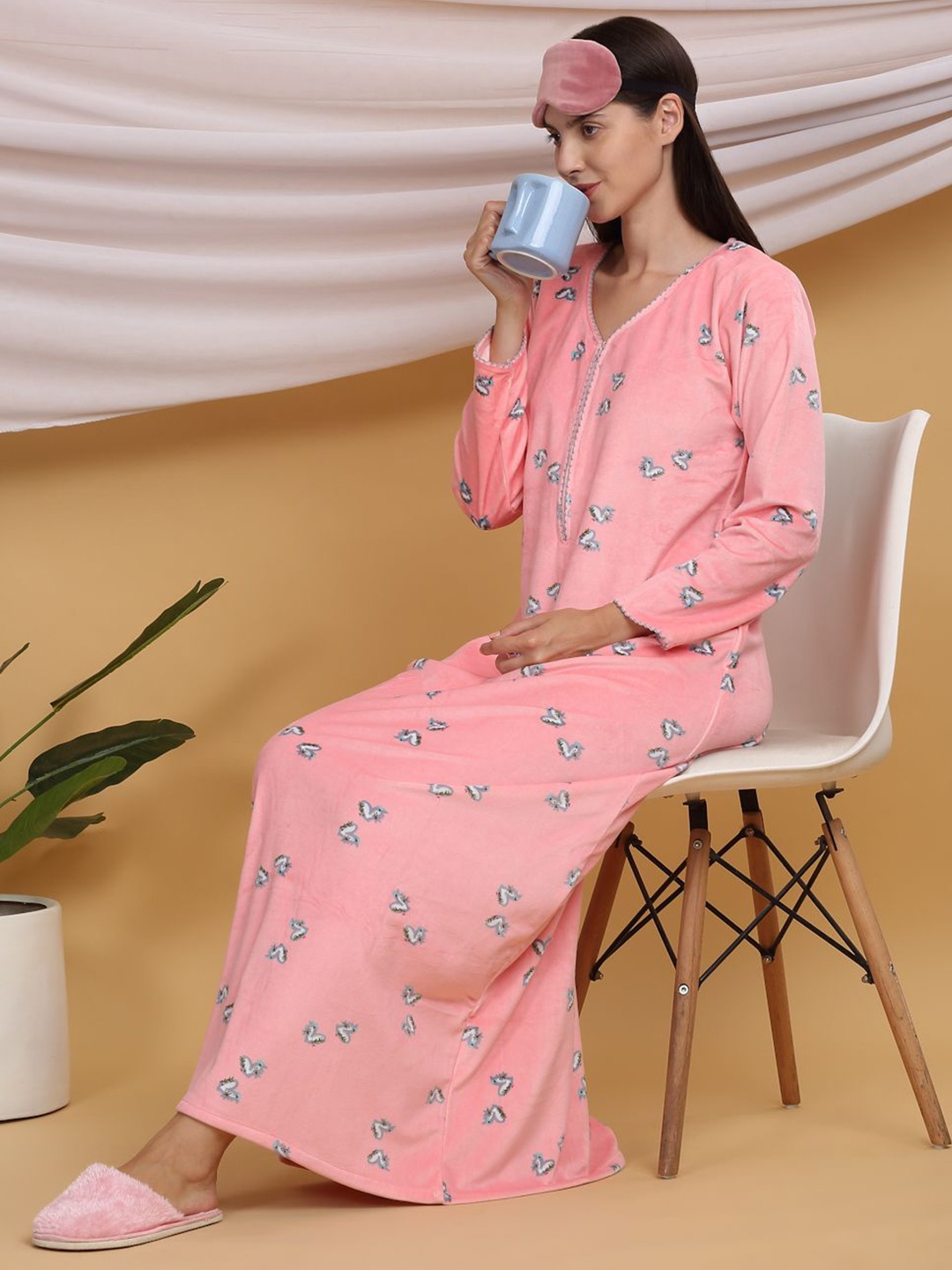 

Sweet Dreams Printed Maxi Nightdress, Peach