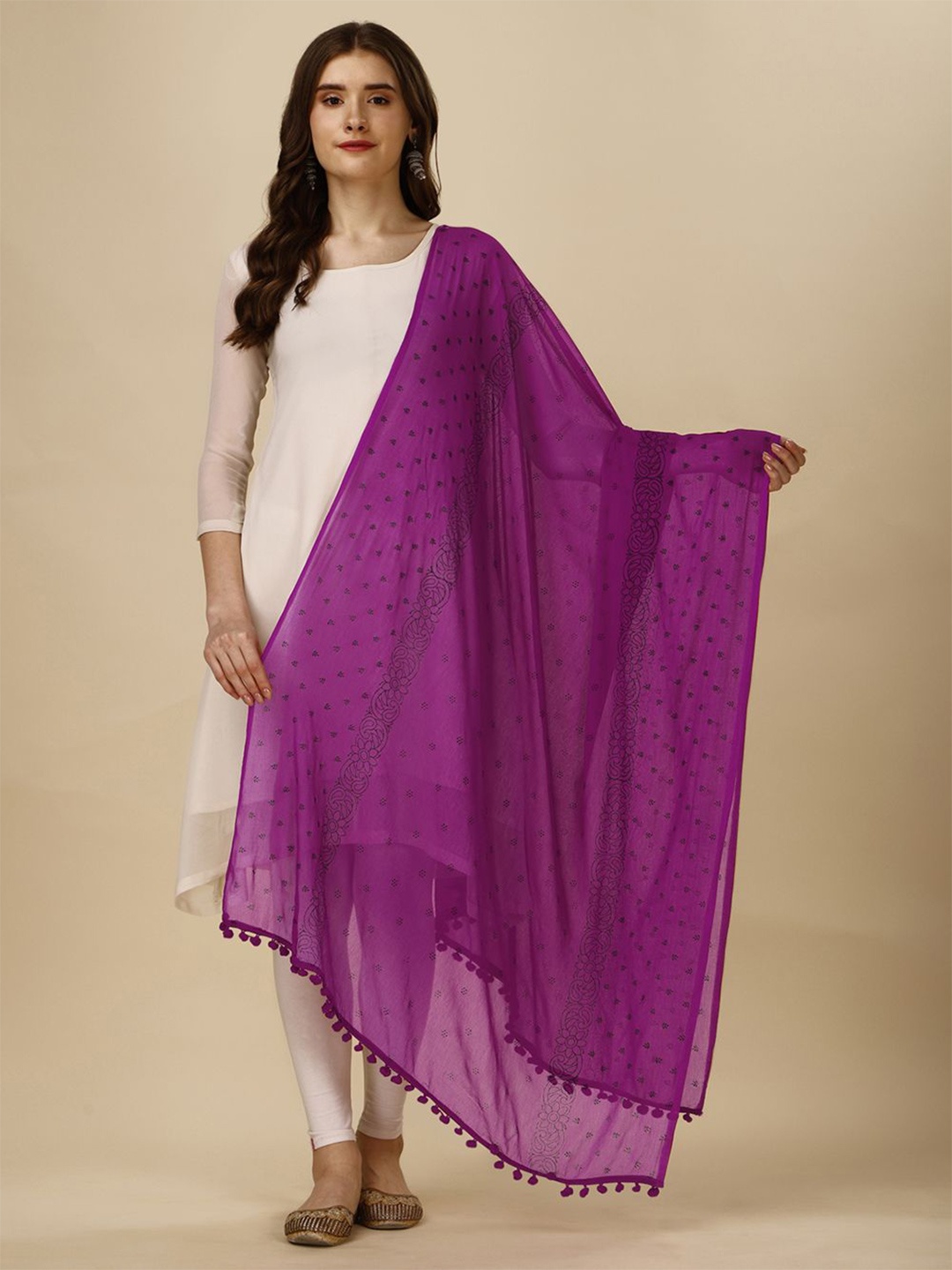 

Suha Floral Printed Dupatta, Purple