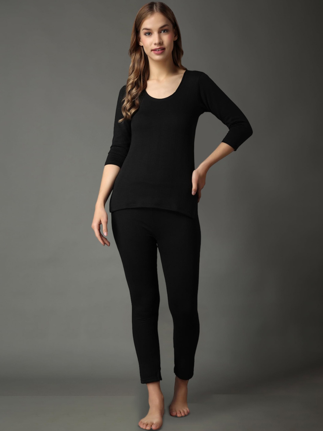 

Wearslim Women Round Neck Thermal Set, Black