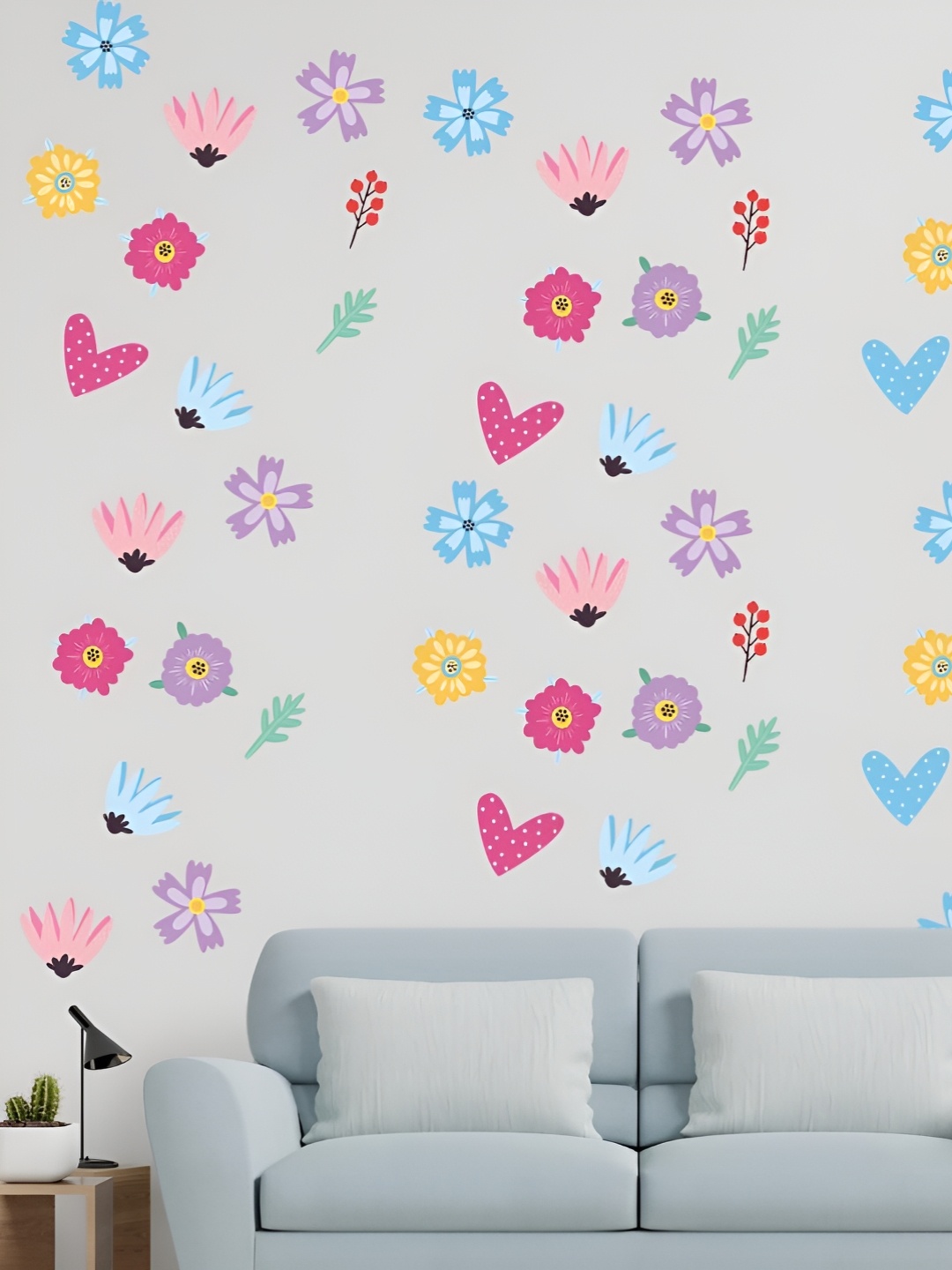 

CVANU Blue & Pink 100 Pieces Self-Adhesive Wall Sticker