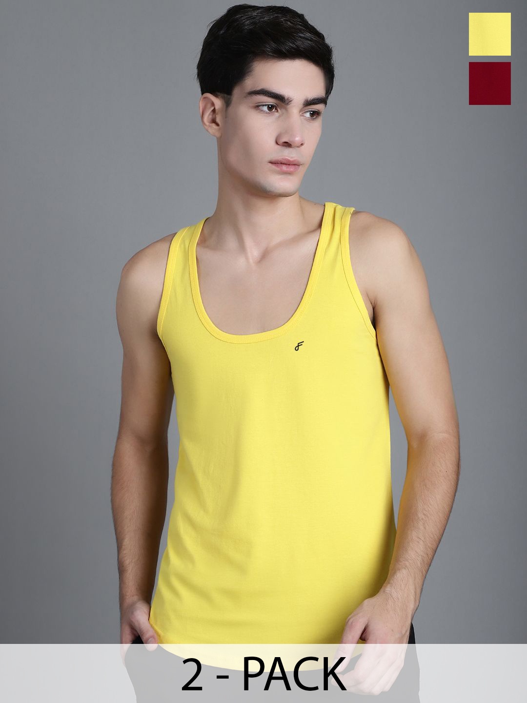 

FBAR Pack Of 2 CottonAnti-Bacterial Innerwear Vest, Yellow