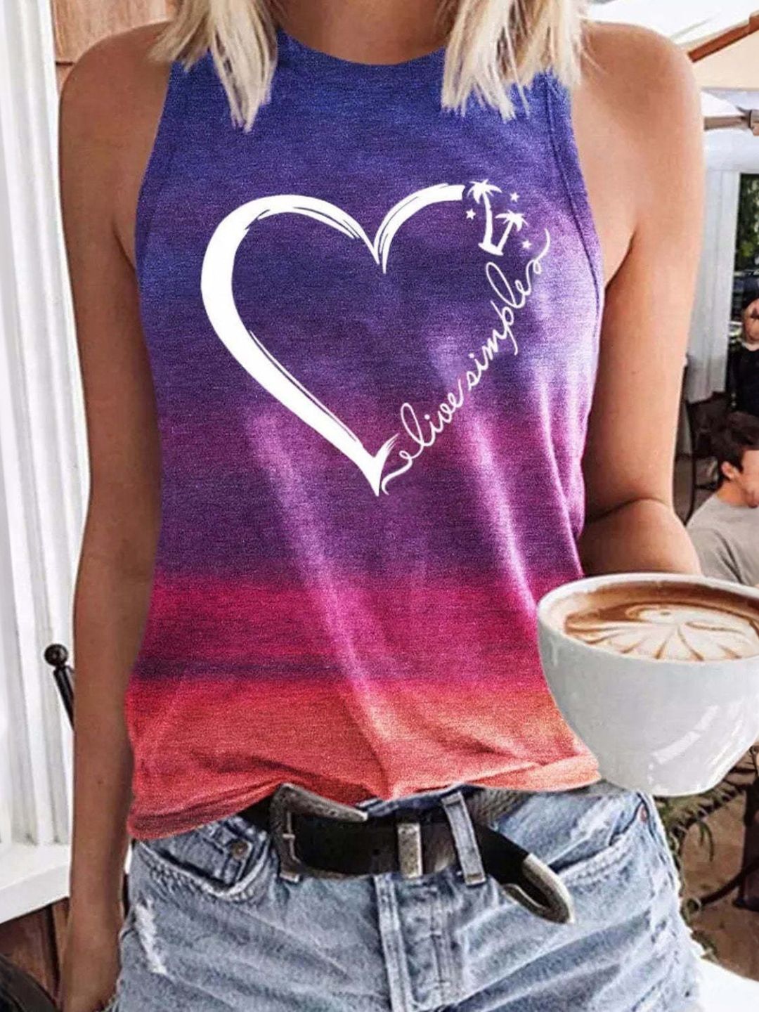 

KPOP Print Cotton Top, Blue