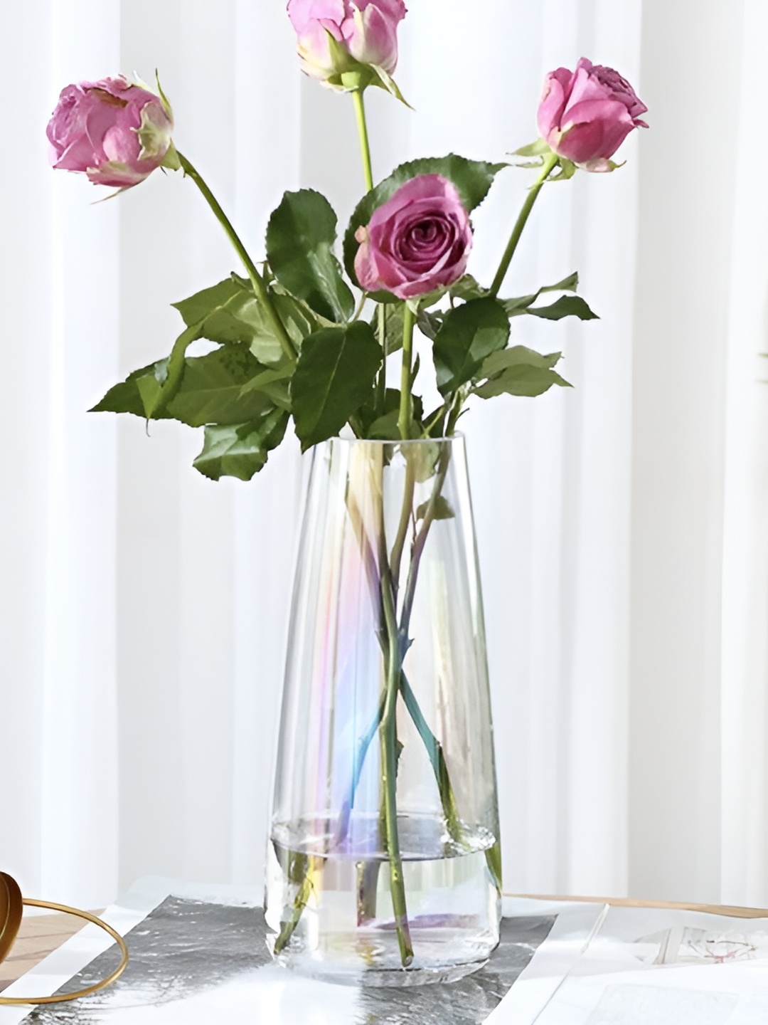 

Clovefry Multicolor Glass Flower Vase, Multi