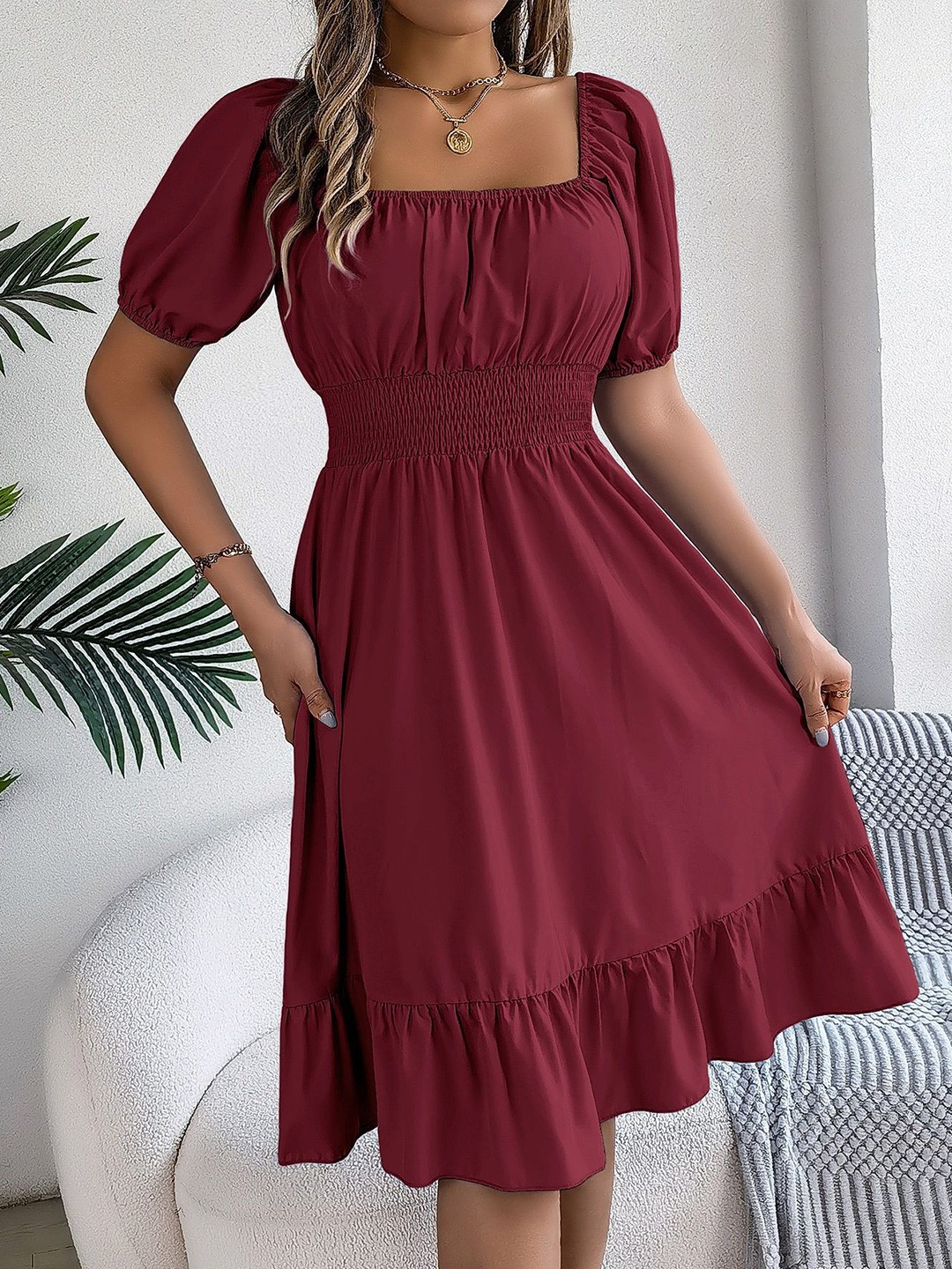 

HERE&NOW Print A-Line Dress, Red