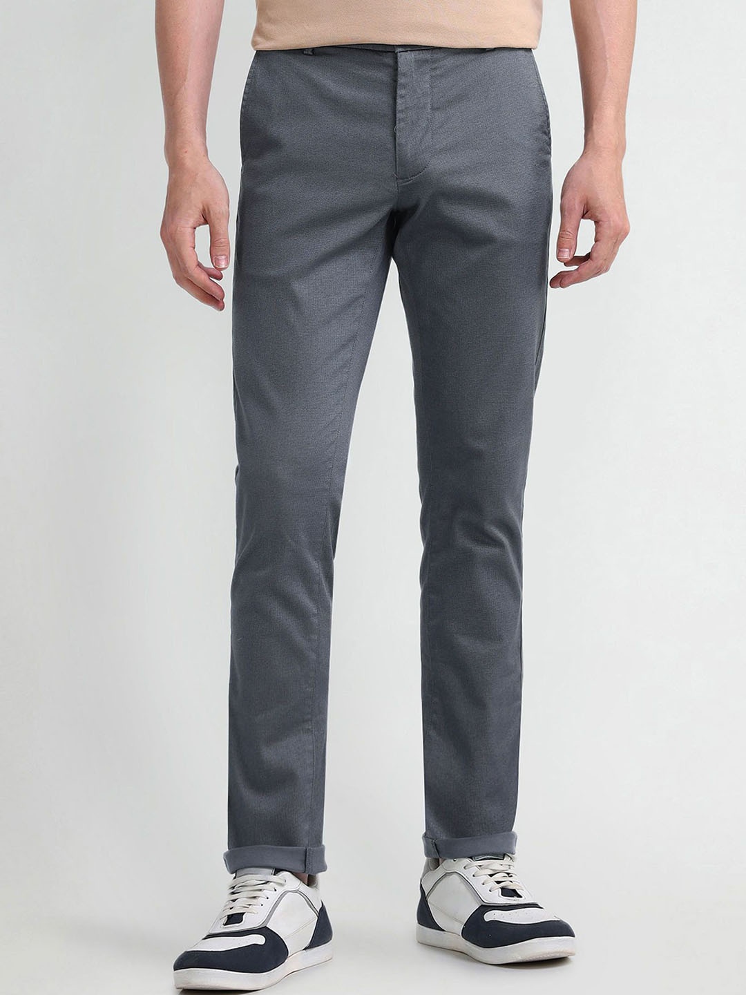 

Arrow Sport Men Printed Urban Slim Fit Trousers, Grey