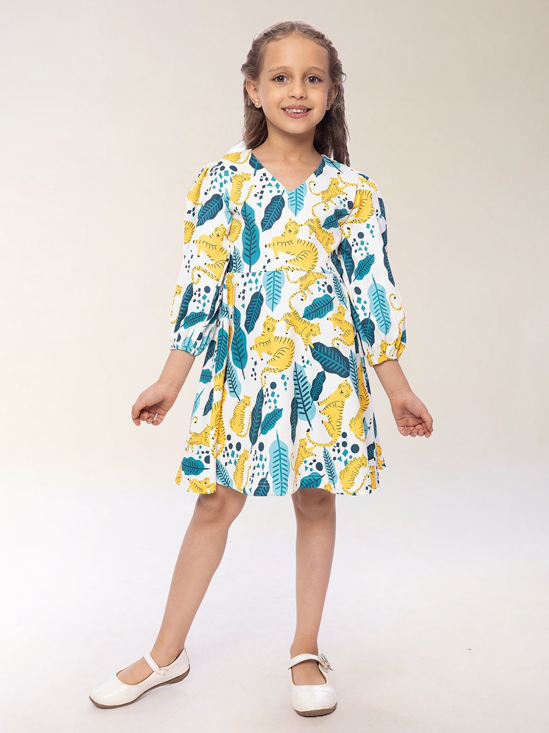 

BAESD Floral Print A-Line Dress, White