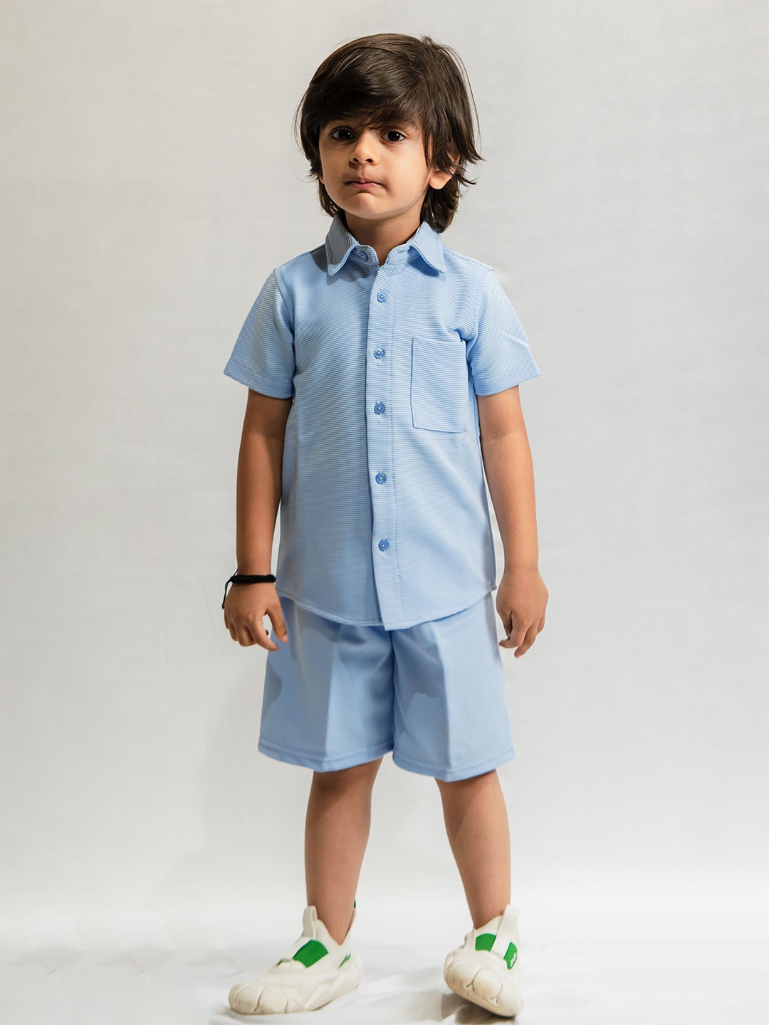 

Emblica Boys Striped Shirt with Shorts, Blue