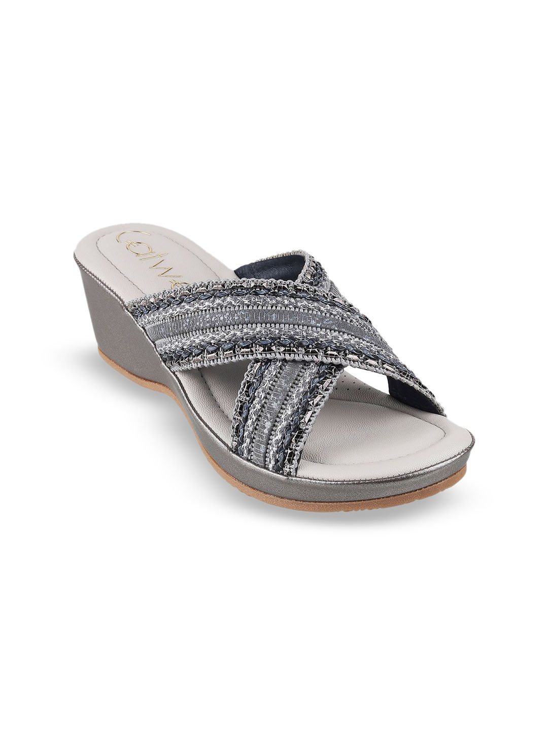 

Catwalk Women Textured Wedge Mules, Grey