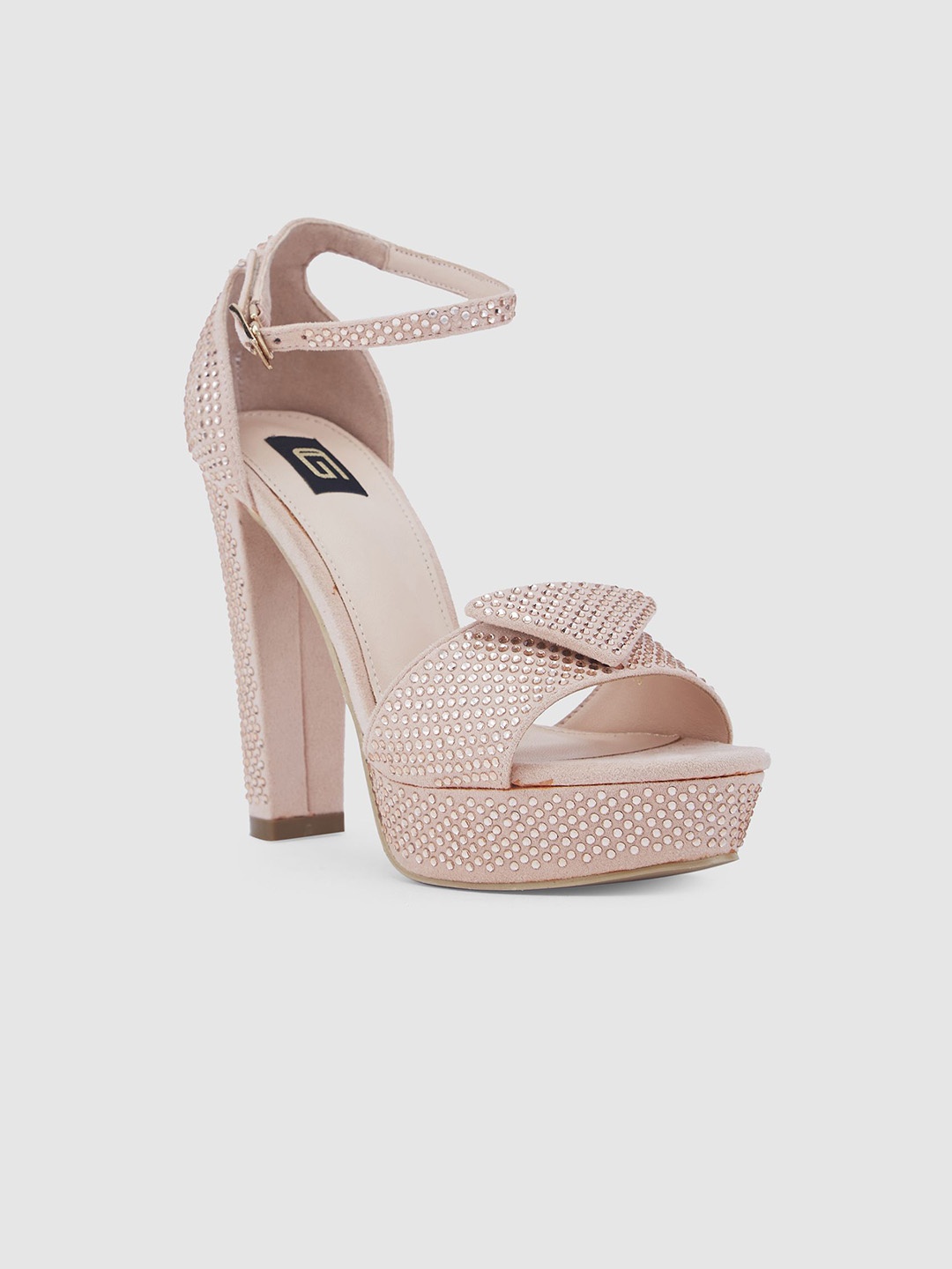 

Sole To Soul Women Embellished Block Sandals, Peach