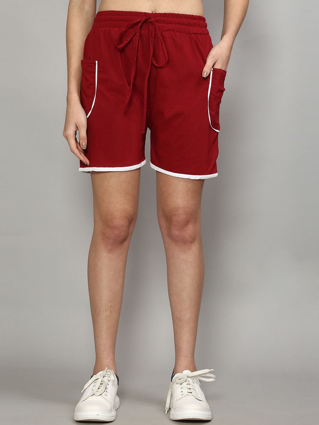 

Jinfo Women Solid Loose Fit Running Sports Short, Maroon