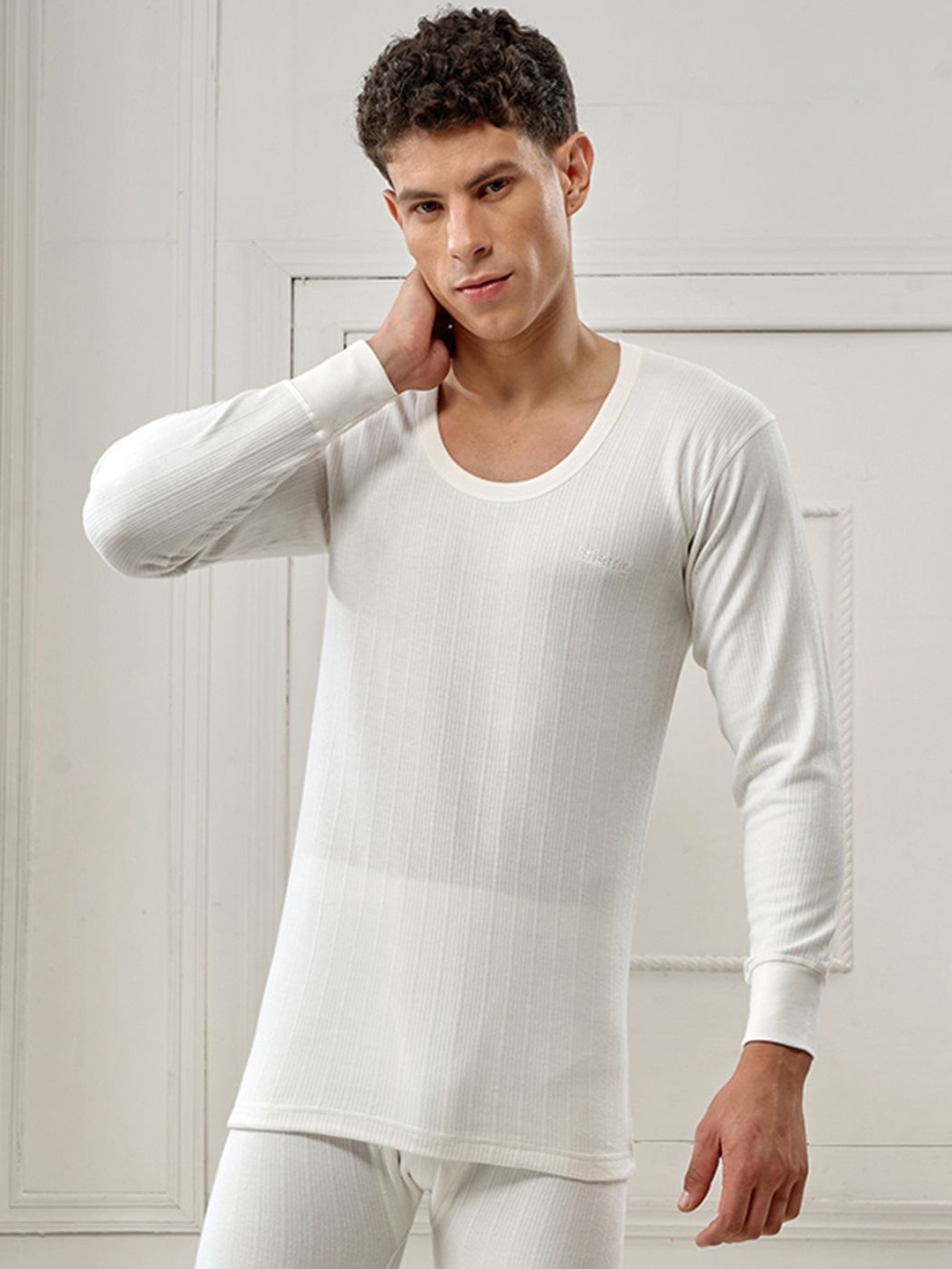 

INFERNO Men Round Neck Fullslevee Thermal Vest, White